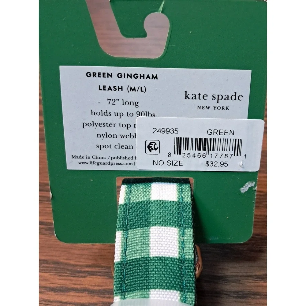 Kate Spade m/l, green and white leash, 72‎ inches long